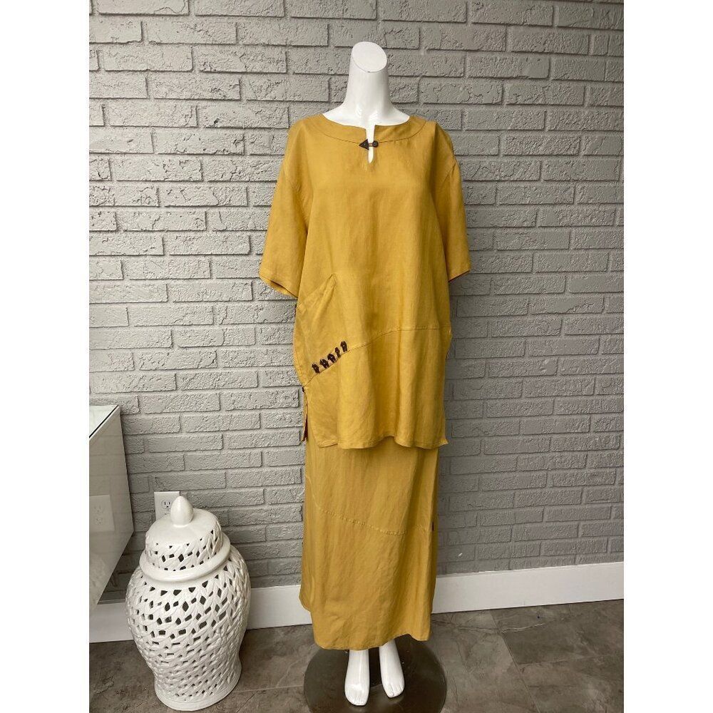 Animale by Jacques Ruc Women Oversized Linen Resortcore Skirt & Blouse M/L